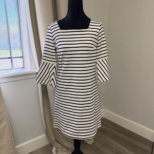 Skies Are Blue Black and White Striped Dress
